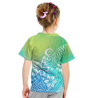 Polynesia Kid T Shirt Plumeria Blue Gradient Curves - Wonder Print Shop