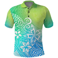 Polynesia Polo Shirt Plumeria Blue Gradient Curves - Wonder Print Shop