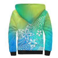 Polynesia Sherpa Hoodie Plumeria Blue Gradient Curves - Wonder Print Shop