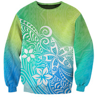 Polynesia Sweatshirt Plumeria Blue Gradient Curves - Wonder Print Shop
