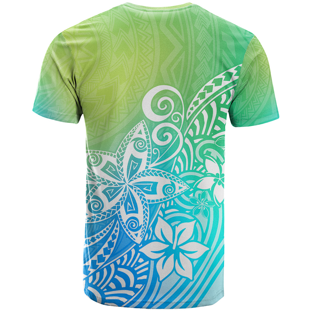 Polynesia T Shirt Plumeria Blue Gradient Curves - Wonder Print Shop