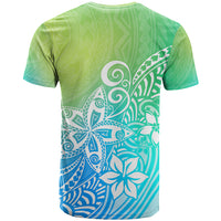Polynesia T Shirt Plumeria Blue Gradient Curves - Wonder Print Shop