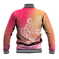 Polynesia Baseball Jacket Plumeria Pink Gradient Curves LT7 - Wonder Print Shop