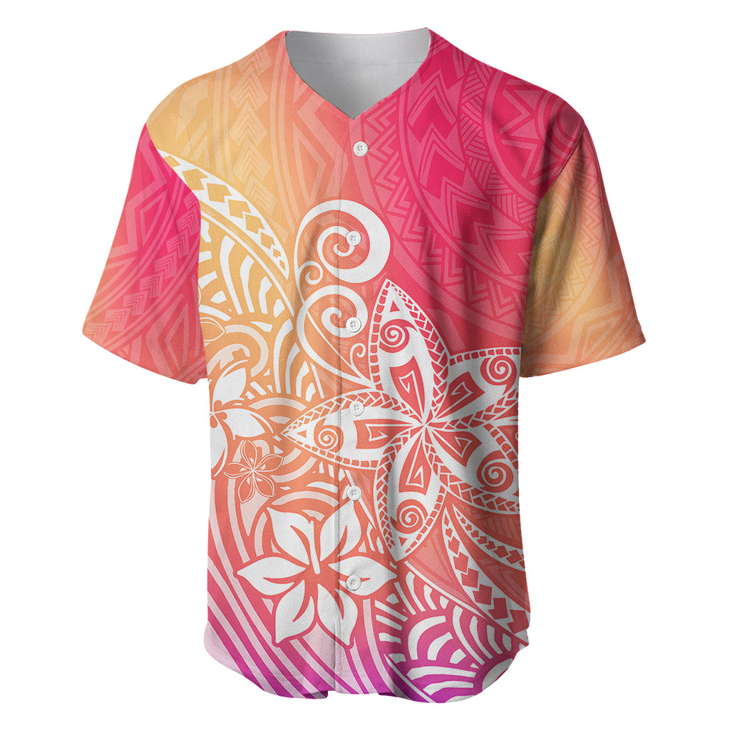 Polynesia Baseball Jersey Plumeria Pink Gradient Curves LT7 - Wonder Print Shop