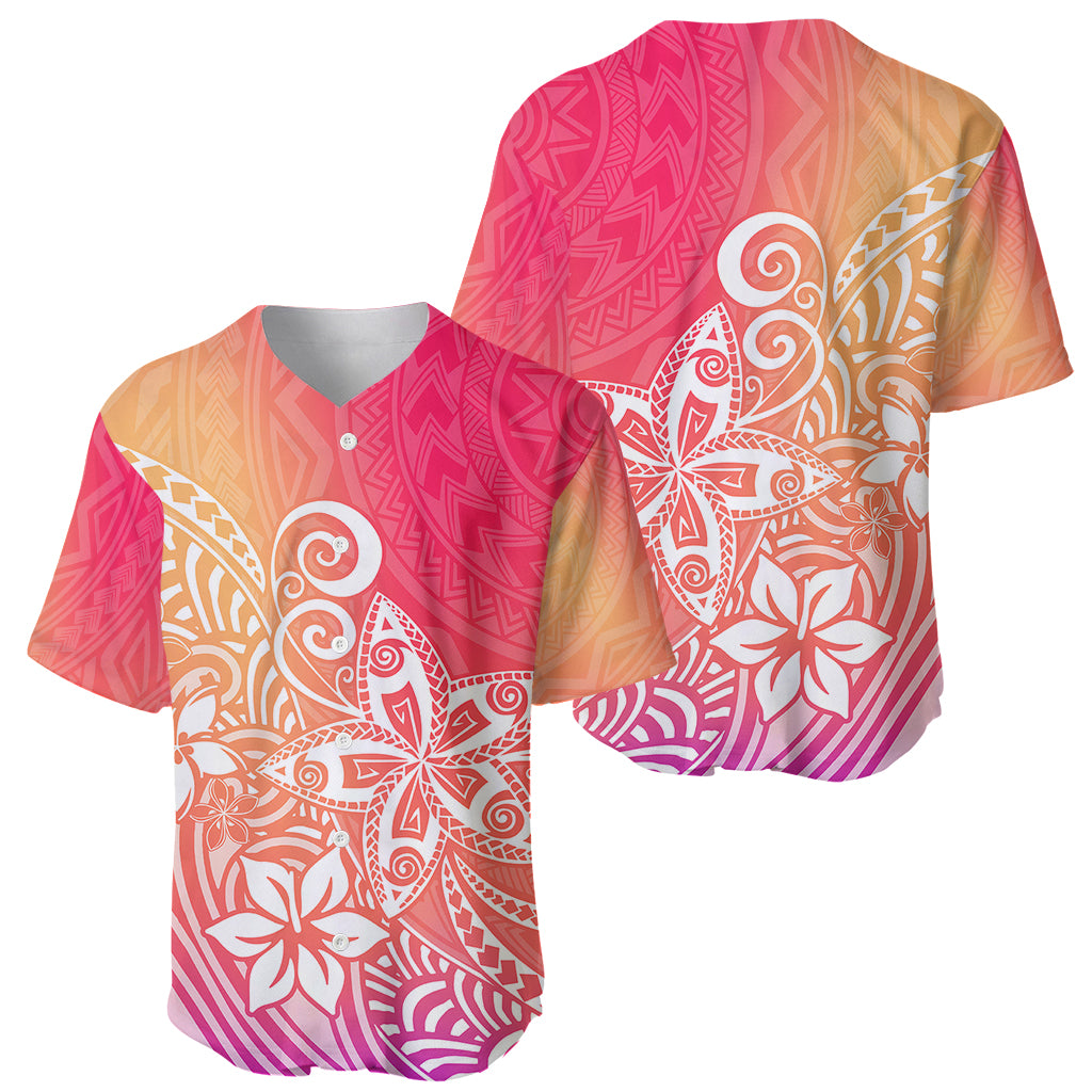 Polynesia Baseball Jersey Plumeria Pink Gradient Curves LT7 - Wonder Print Shop