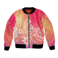Polynesia Bomber Jacket Plumeria Pink Gradient Curves LT7 - Wonder Print Shop