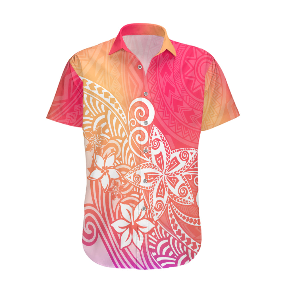 Polynesia Hawaiian Shirt Plumeria Pink Gradient Curves - Wonder Print Shop
