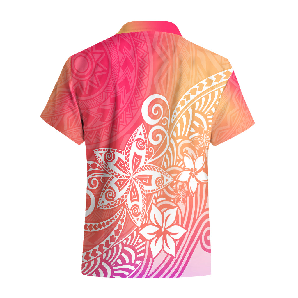 Polynesia Hawaiian Shirt Plumeria Pink Gradient Curves - Wonder Print Shop