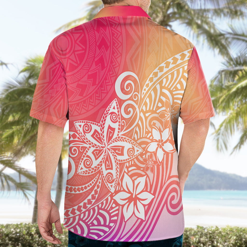 Polynesia Hawaiian Shirt Plumeria Pink Gradient Curves - Wonder Print Shop