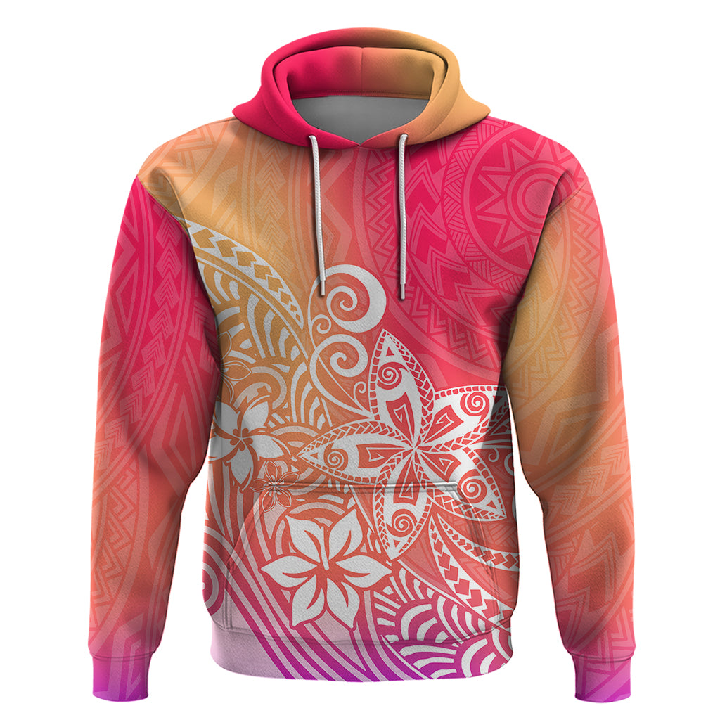 Polynesia Hoodie Plumeria Pink Gradient Curves - Wonder Print Shop