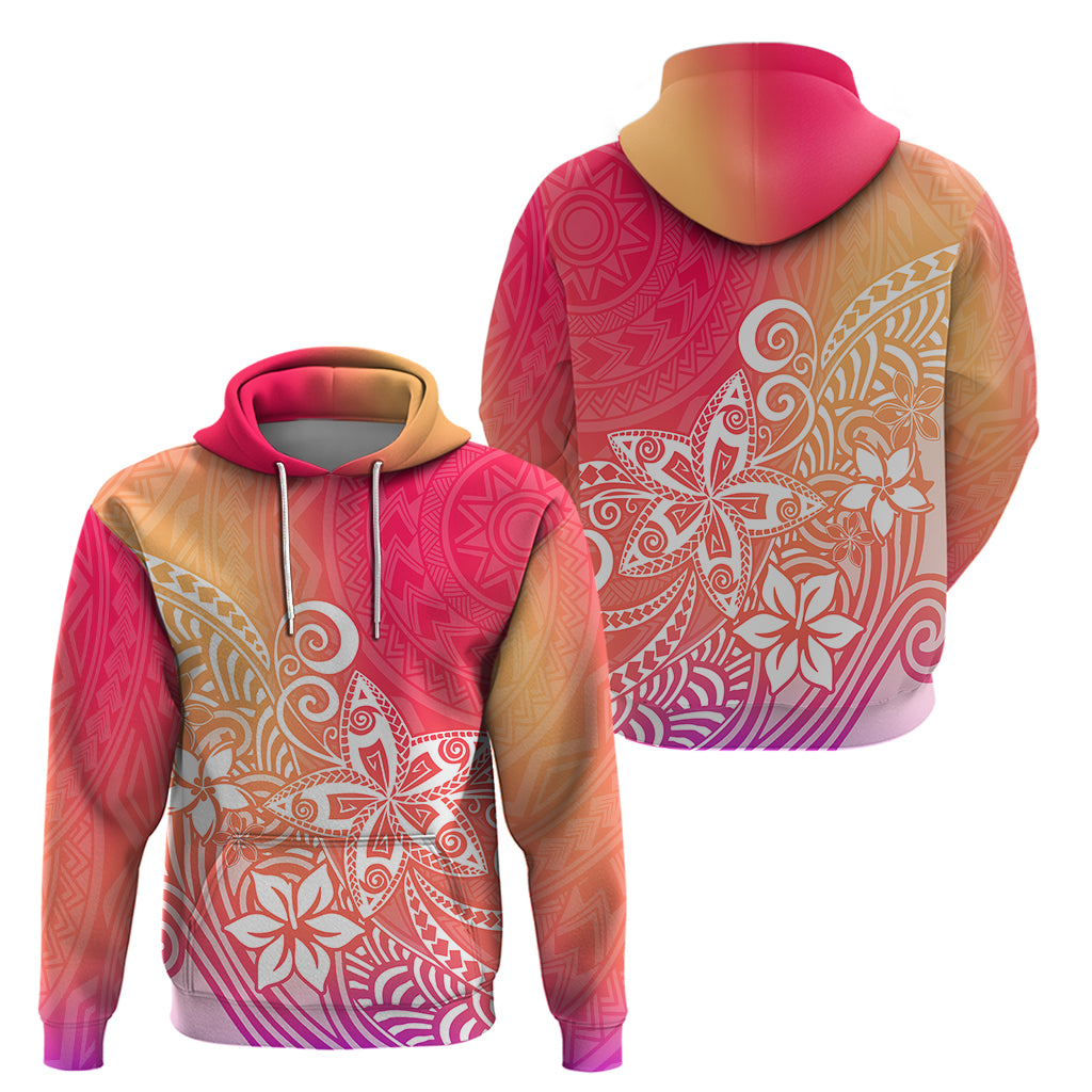 Polynesia Hoodie Plumeria Pink Gradient Curves - Wonder Print Shop