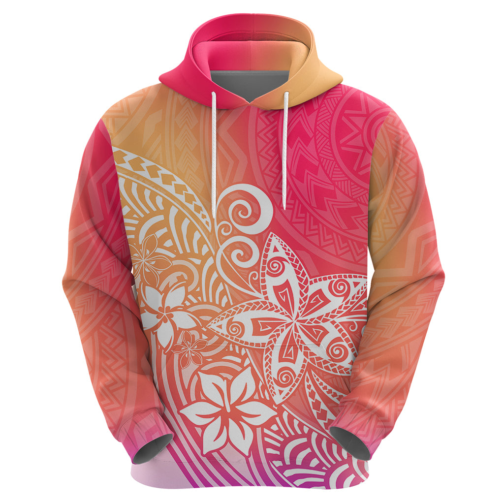 Polynesia Hoodie Plumeria Pink Gradient Curves - Wonder Print Shop
