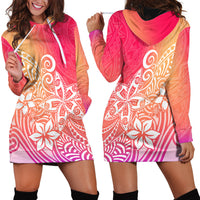 Polynesia Hoodie Dress Plumeria Pink Gradient Curves - Wonder Print Shop