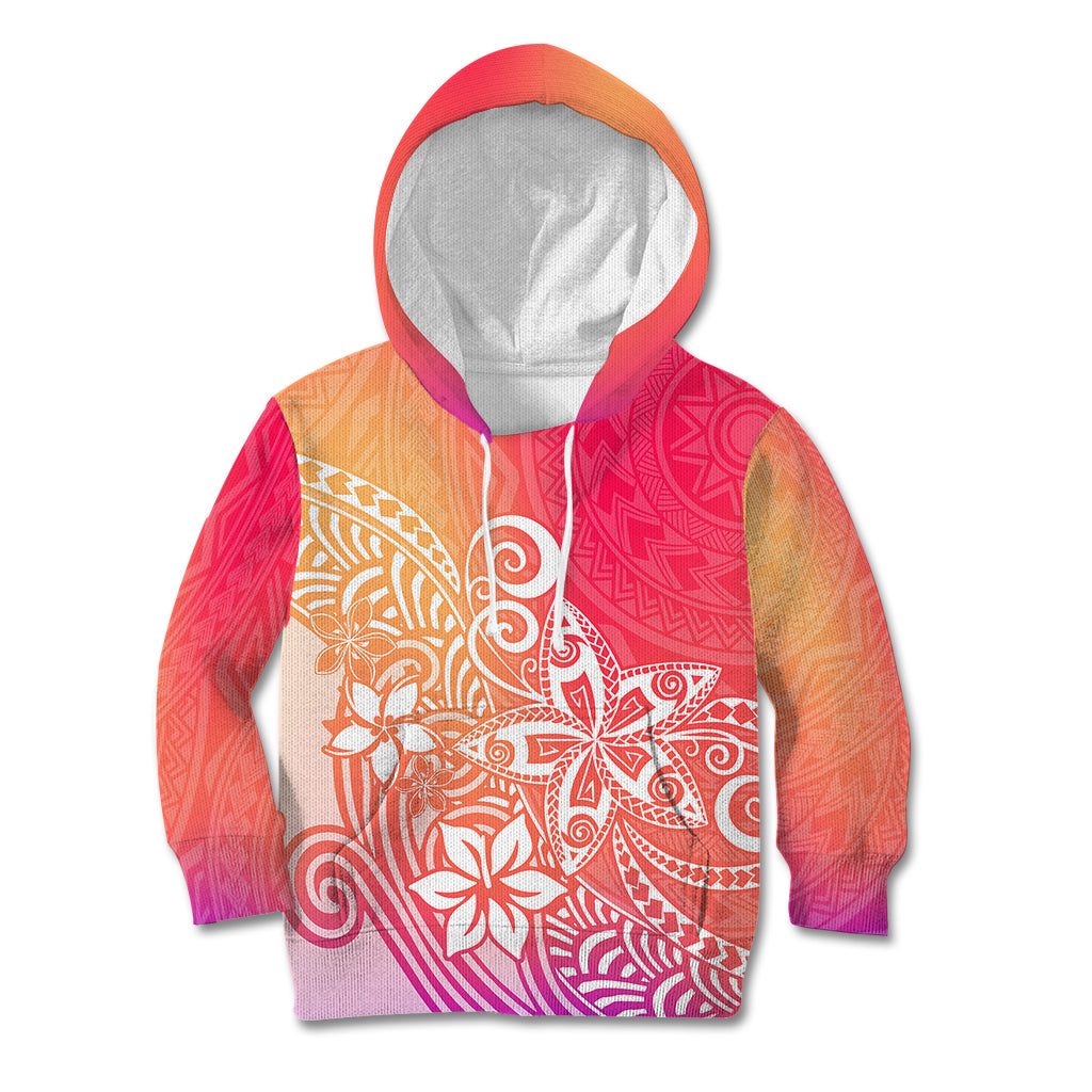 Polynesia Kid Hoodie Plumeria Pink Gradient Curves - Wonder Print Shop