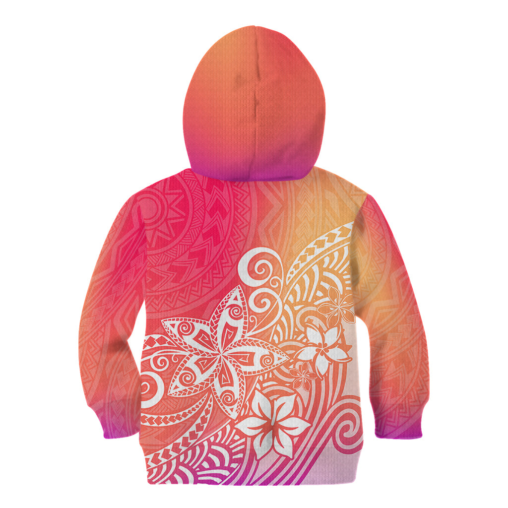Polynesia Kid Hoodie Plumeria Pink Gradient Curves - Wonder Print Shop