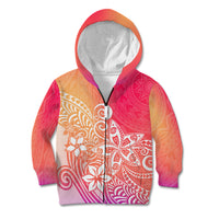 Polynesia Kid Hoodie Plumeria Pink Gradient Curves - Wonder Print Shop