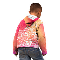 Polynesia Kid Hoodie Plumeria Pink Gradient Curves - Wonder Print Shop