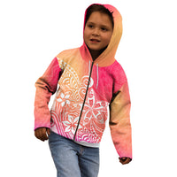 Polynesia Kid Hoodie Plumeria Pink Gradient Curves - Wonder Print Shop