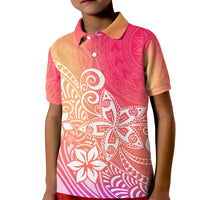 Polynesia Kid Polo Shirt Plumeria Pink Gradient Curves - Wonder Print Shop