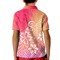 Polynesia Kid Polo Shirt Plumeria Pink Gradient Curves - Wonder Print Shop