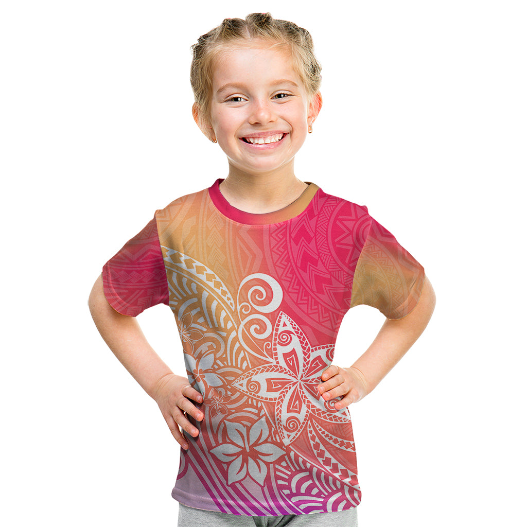 Polynesia Kid T Shirt Plumeria Pink Gradient Curves - Wonder Print Shop
