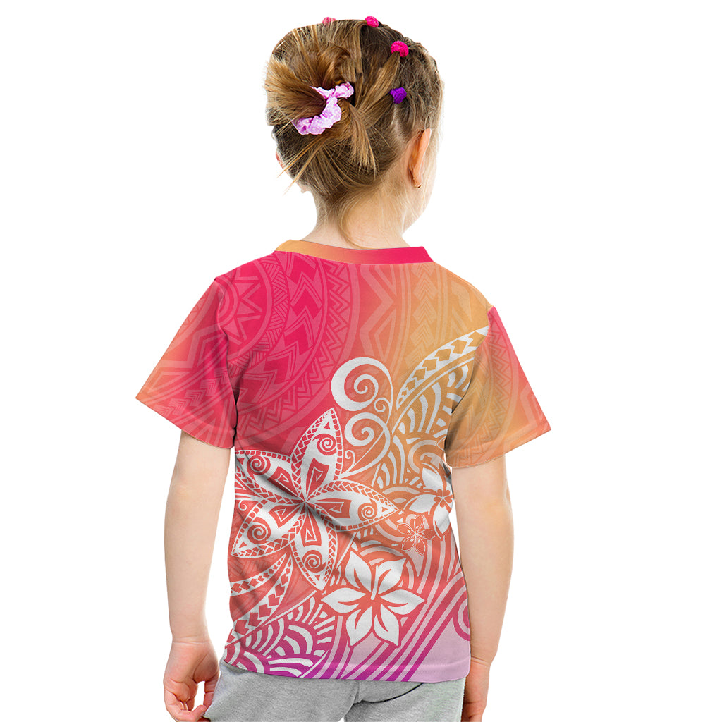 Polynesia Kid T Shirt Plumeria Pink Gradient Curves - Wonder Print Shop