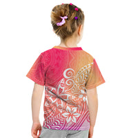 Polynesia Kid T Shirt Plumeria Pink Gradient Curves - Wonder Print Shop