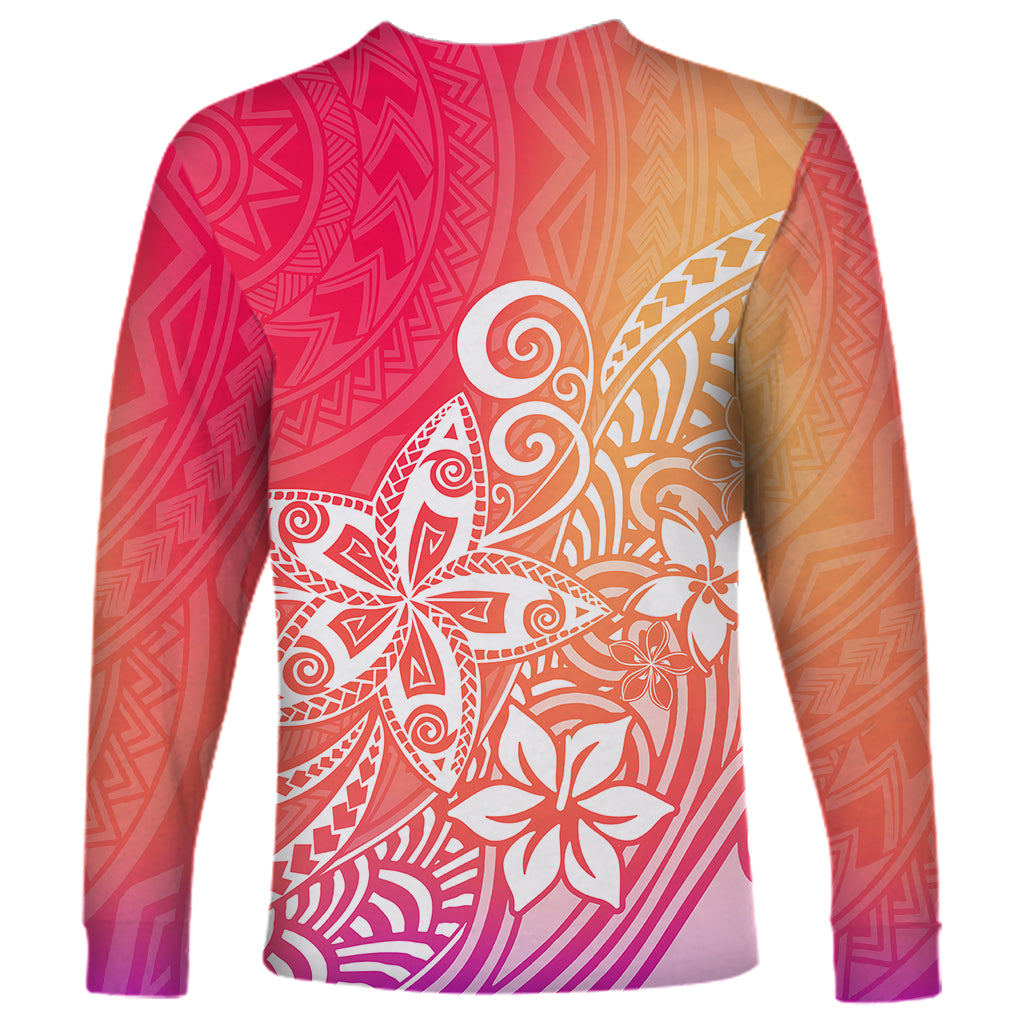 Polynesia Long Sleeve Shirt Plumeria Pink Gradient Curves - Wonder Print Shop