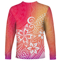Polynesia Long Sleeve Shirt Plumeria Pink Gradient Curves - Wonder Print Shop