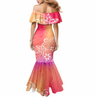 Polynesia Mermaid Dress Plumeria Pink Gradient Curves - Wonder Print Shop