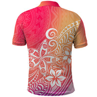 Polynesia Polo Shirt Plumeria Pink Gradient Curves - Wonder Print Shop