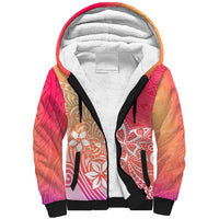 Polynesia Sherpa Hoodie Plumeria Pink Gradient Curves - Wonder Print Shop