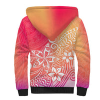 Polynesia Sherpa Hoodie Plumeria Pink Gradient Curves - Wonder Print Shop