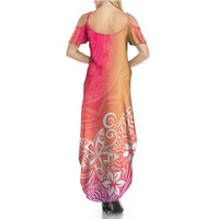 Polynesia Summer Maxi Dress Plumeria Pink Gradient Curves - Wonder Print Shop