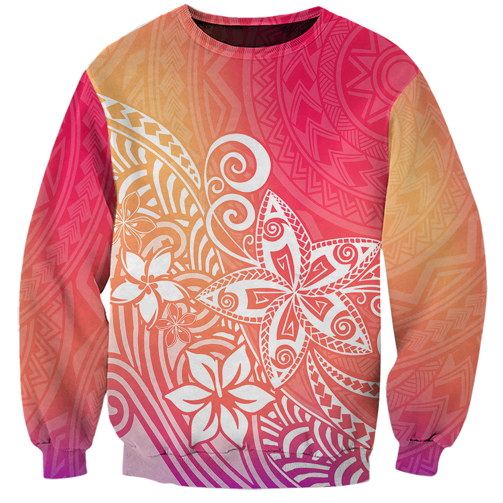 Polynesia Sweatshirt Plumeria Pink Gradient Curves - Wonder Print Shop