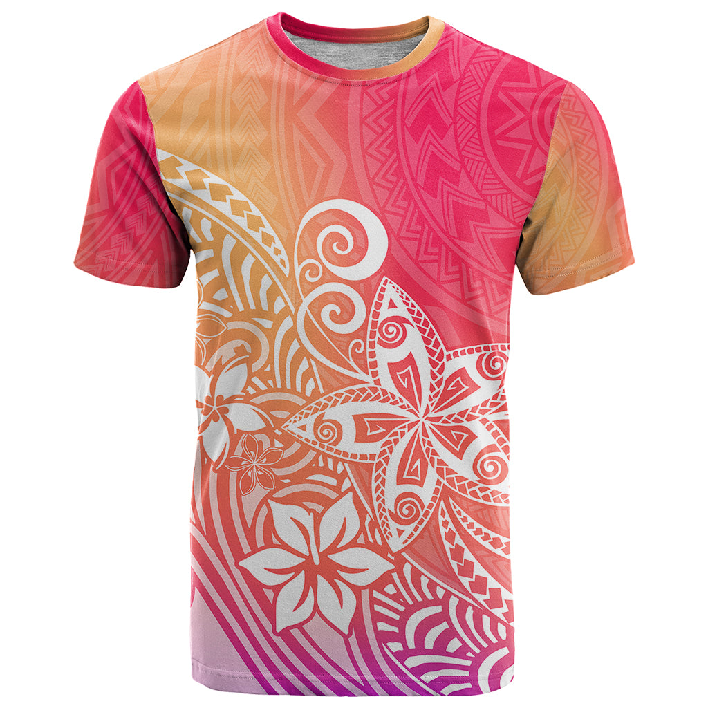 Polynesia T Shirt Plumeria Pink Gradient Curves - Wonder Print Shop