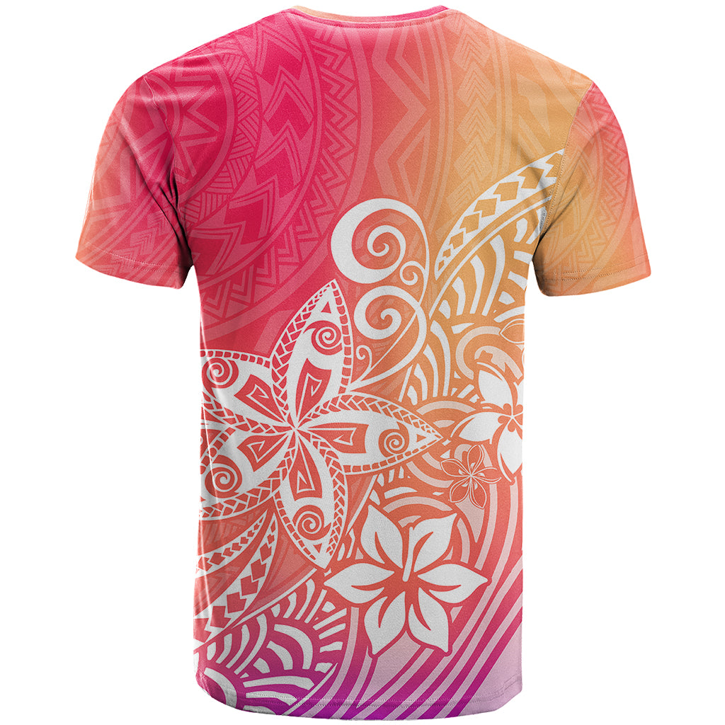 Polynesia T Shirt Plumeria Pink Gradient Curves - Wonder Print Shop