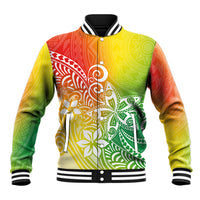 Polynesia Baseball Jacket Plumeria Reggae Curves LT7 - Wonder Print Shop