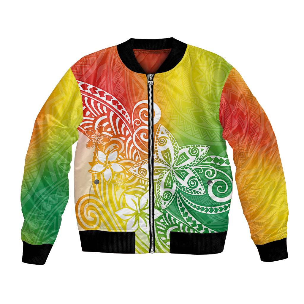 Polynesia Bomber Jacket Plumeria Reggae Curves LT7 - Wonder Print Shop
