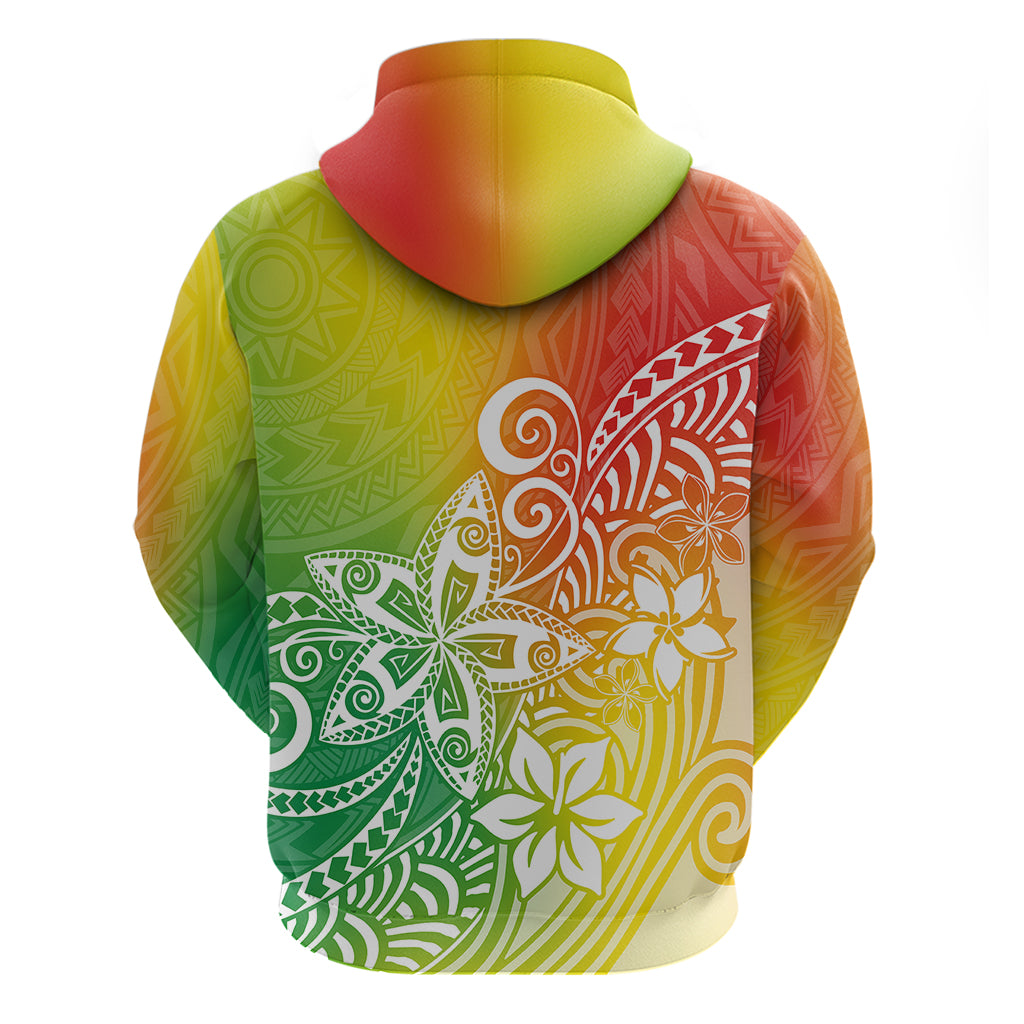 Polynesia Hoodie Plumeria Reggae Curves - Wonder Print Shop