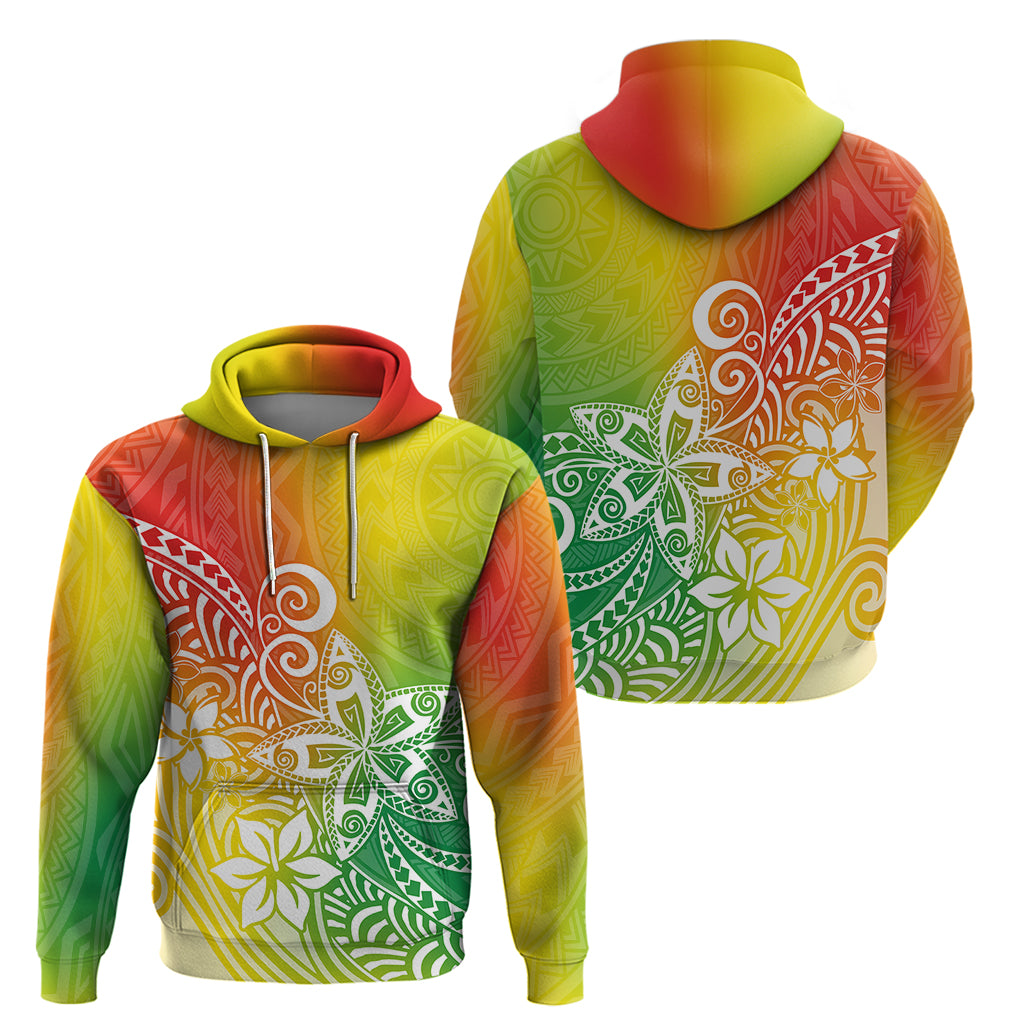 Polynesia Hoodie Plumeria Reggae Curves - Wonder Print Shop