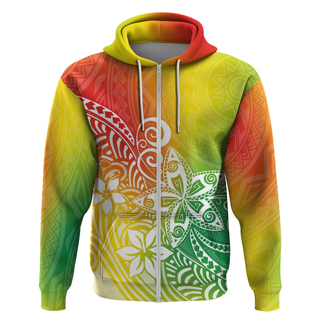 Polynesia Hoodie Plumeria Reggae Curves - Wonder Print Shop