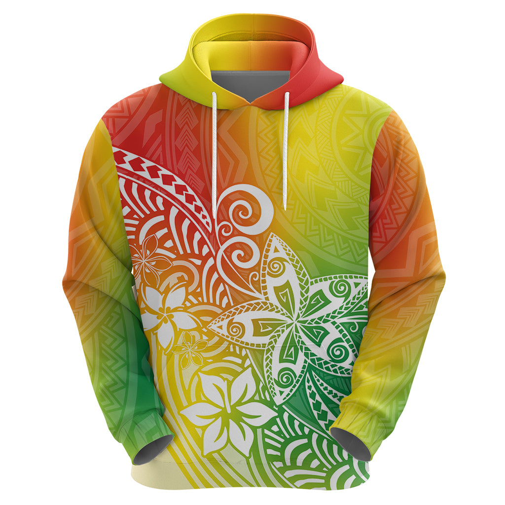Polynesia Hoodie Plumeria Reggae Curves - Wonder Print Shop