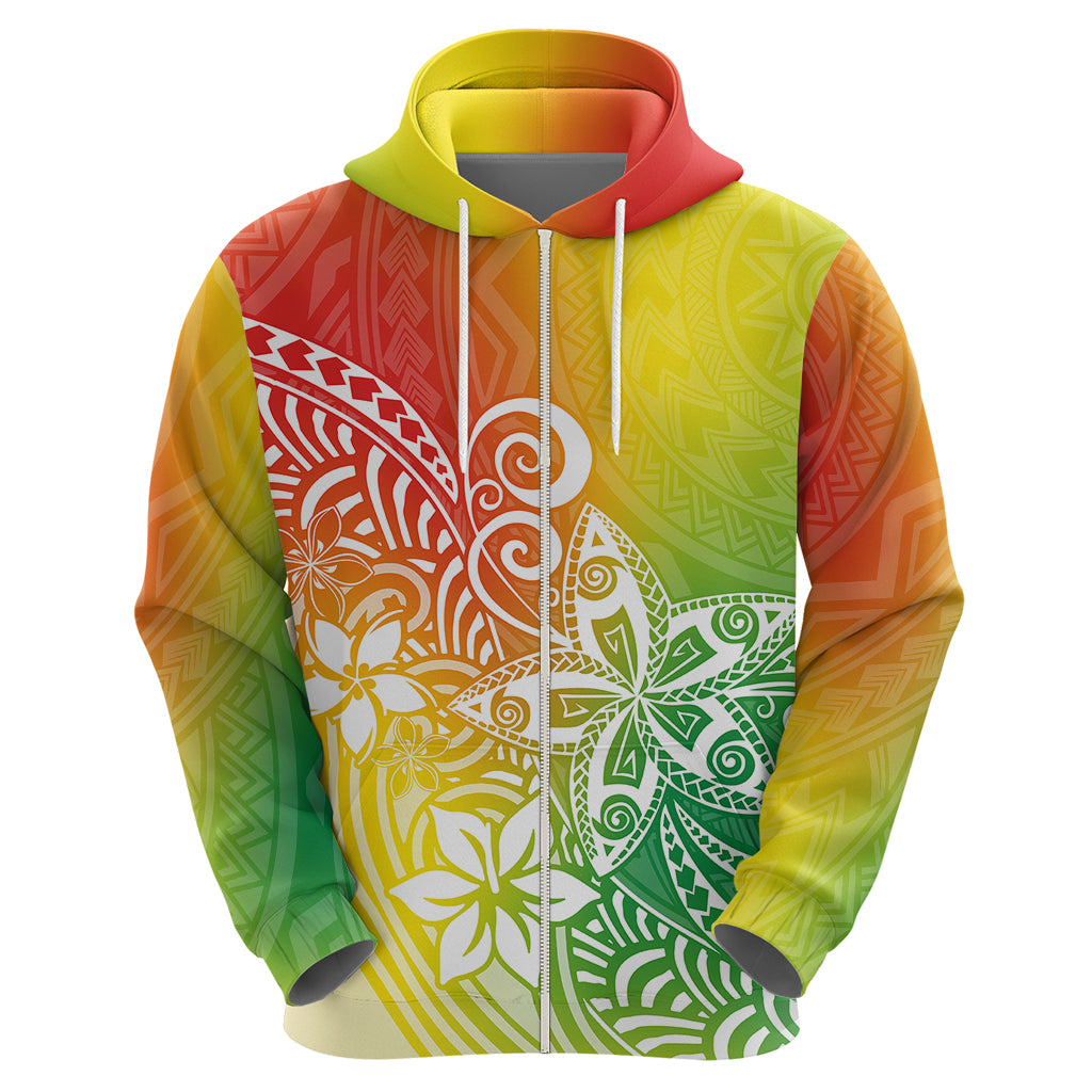 Polynesia Hoodie Plumeria Reggae Curves - Wonder Print Shop