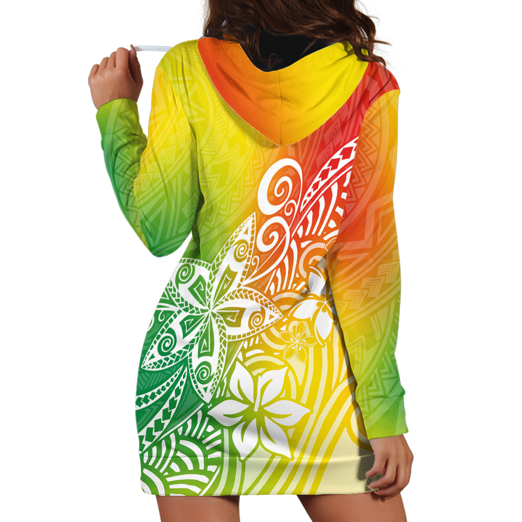 Polynesia Hoodie Dress Plumeria Reggae Curves - Wonder Print Shop