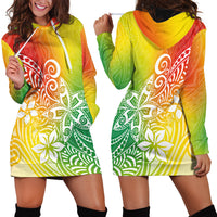 Polynesia Hoodie Dress Plumeria Reggae Curves - Wonder Print Shop