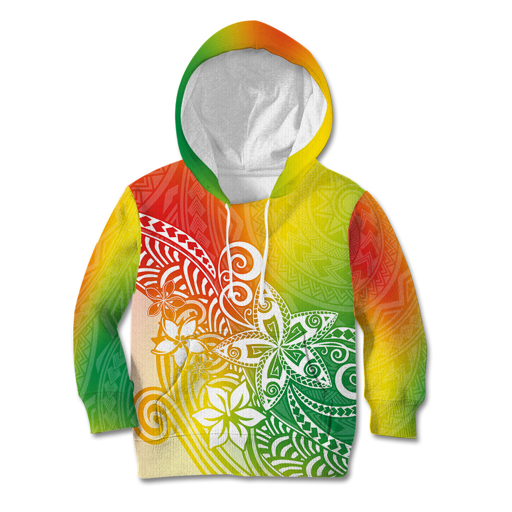 Polynesia Kid Hoodie Plumeria Reggae Curves - Wonder Print Shop