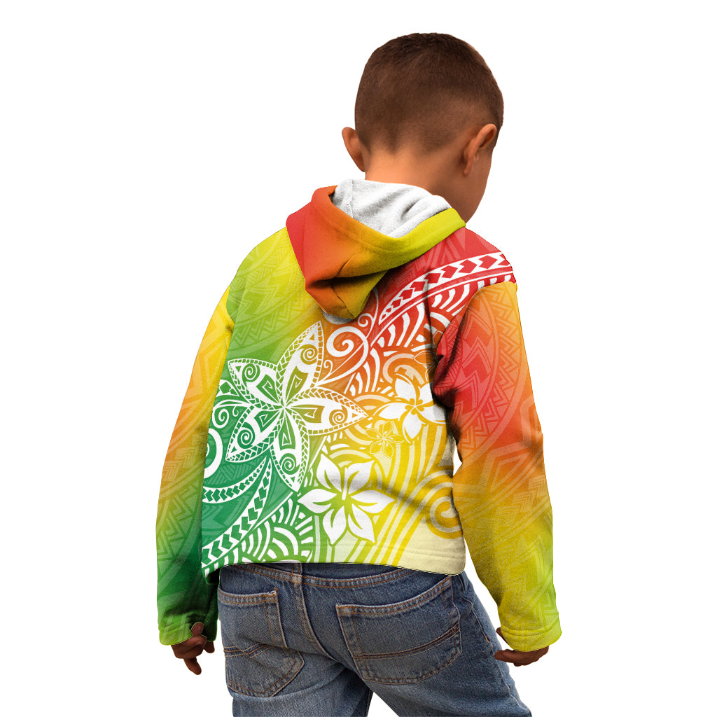 Polynesia Kid Hoodie Plumeria Reggae Curves - Wonder Print Shop