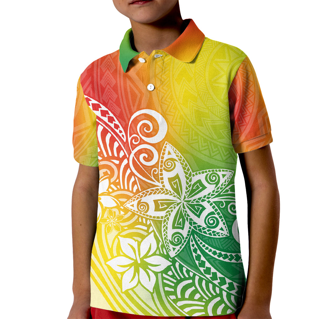 Polynesia Kid Polo Shirt Plumeria Reggae Curves - Wonder Print Shop