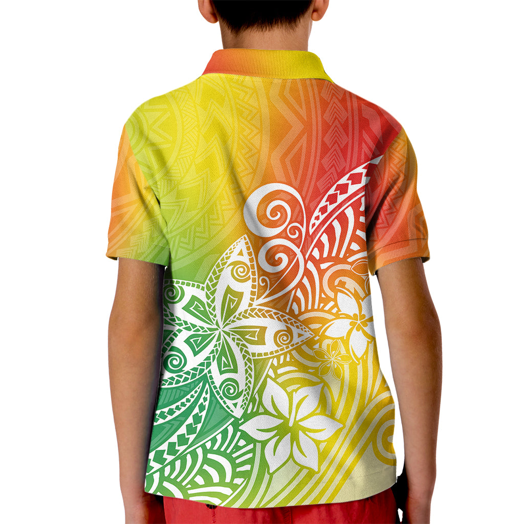 Polynesia Kid Polo Shirt Plumeria Reggae Curves - Wonder Print Shop